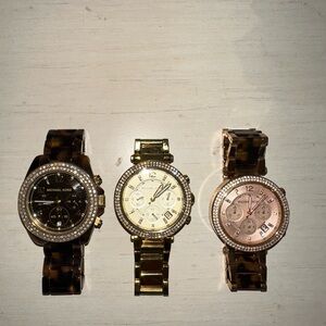 Michael Kors Men's Watch Trio - Black, Gold, Rose Gold
